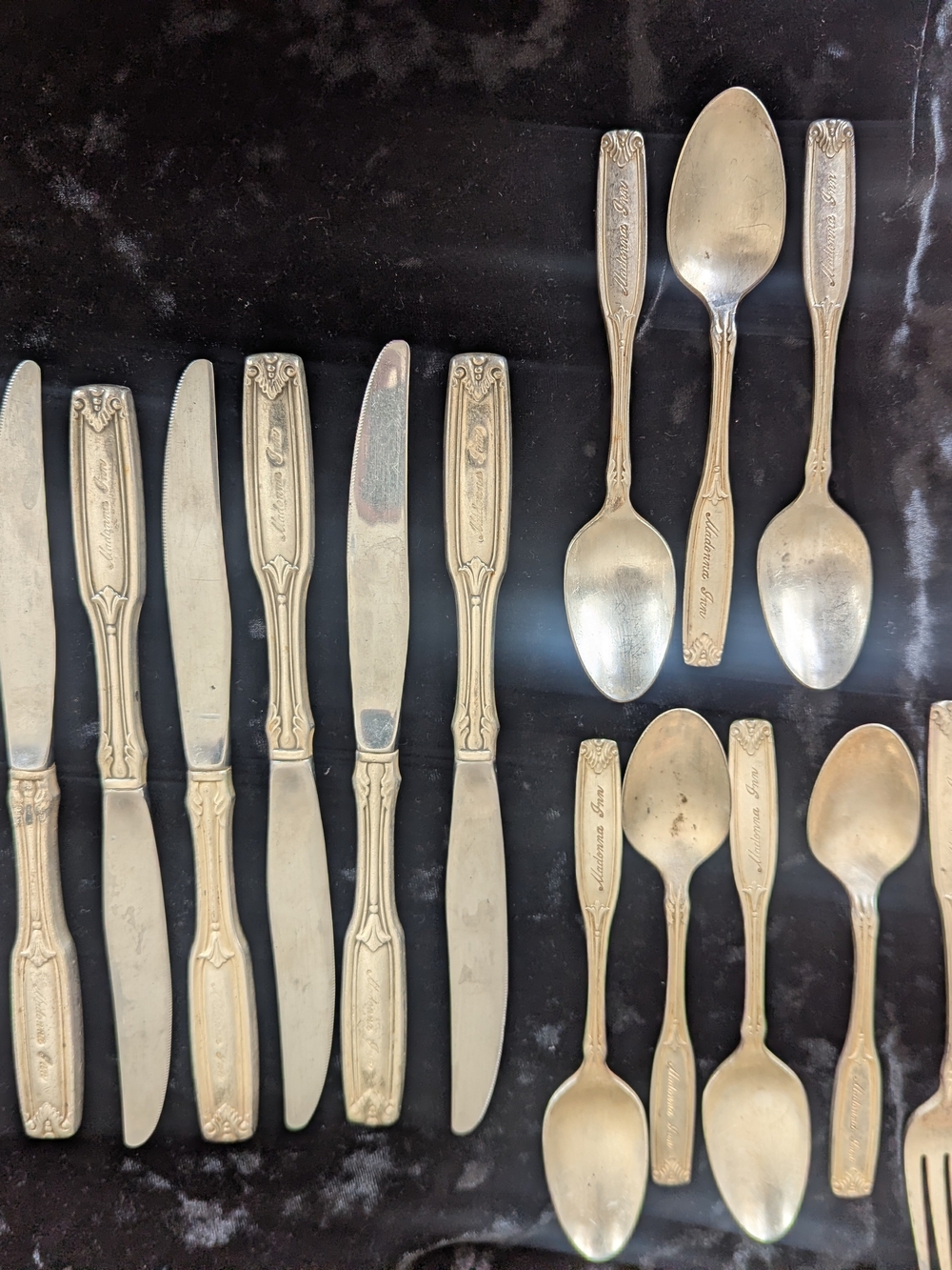 Mid Century Silver Plated Madonna Inn Inscribed Silverware Lot